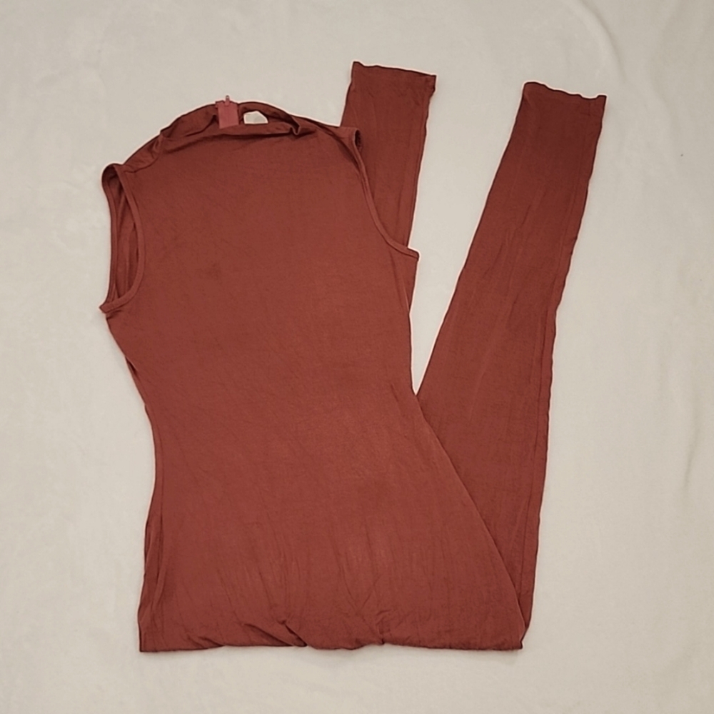 Rust Mock Neck Jumpsuit M